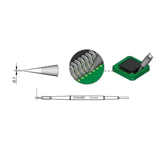 Cartucho Punta Conica 0,1mm T210 JBC