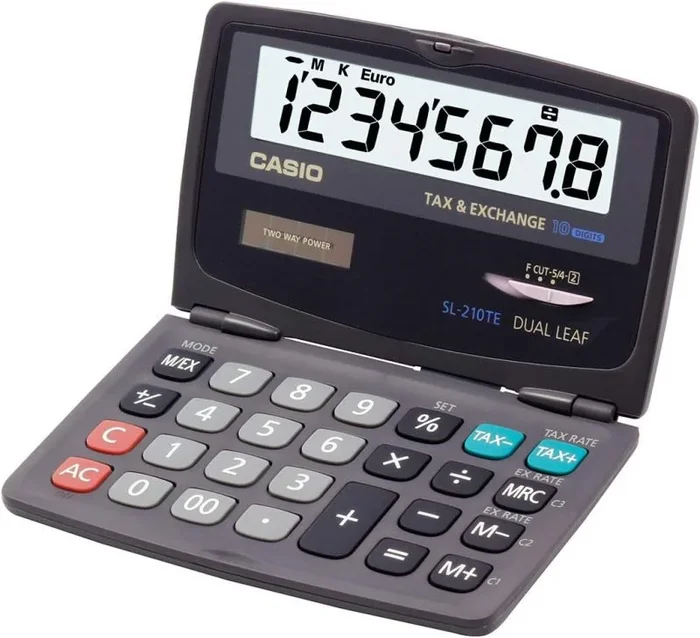 Casio sl-210te calculadora de bolsillo tipo concha – pantalla 10 digitos – funcion conversor de euros – color gris oscuro