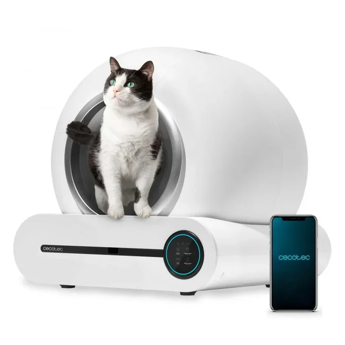 Cecotec Arenero con autolimpieza Pumba 8000 CleanKitty Smart, Triple Sistema de desodorización, Control por WiFi y Pantalla, silencioso y Seguro con Sensor de Infrarrojos