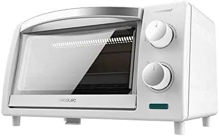 Cecotec bake&toast 1000 white horno sobremesa 800w – capacidad 10l – calefactores de cuarzo – temporizador – temperatura regulable – puerta de doble cristal