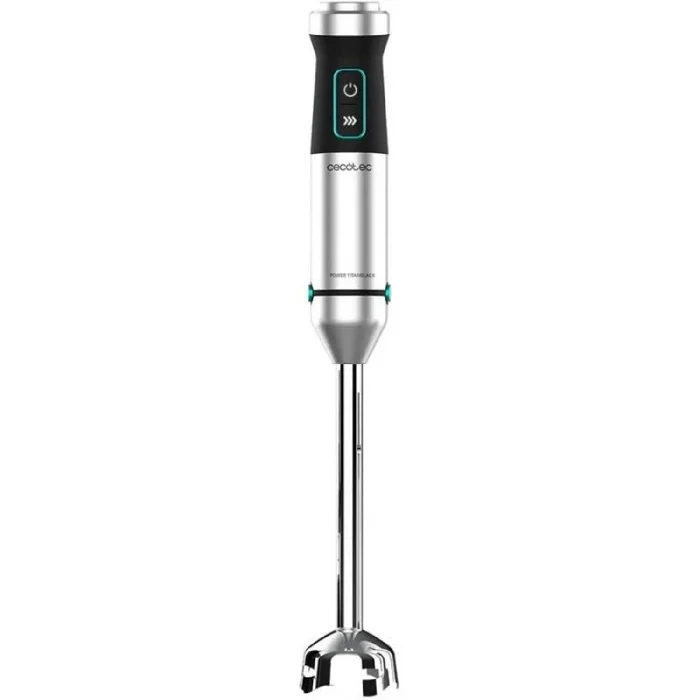 Cecotec Batidora de mano Power TitanBlack 1500 XL TotalMix. Potencia 1500 W, Cuchillas 4 hojas con recubrimiento titanio, Pie XL, Campana antisalpicaduras, Velocidad ajustable, Función Turbo
