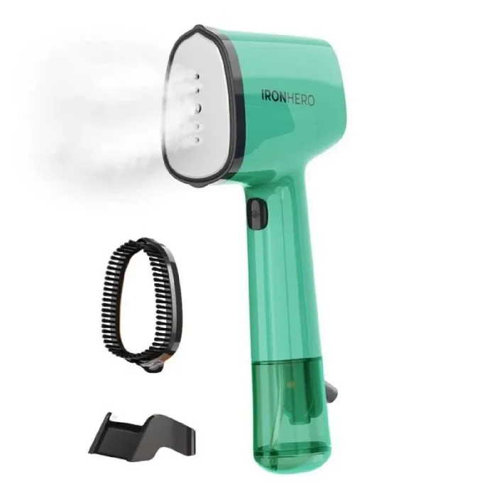 Cecotec Plancha Vertical Suela Cerámica IronHero V-1500 Essential Green, Potencia 1500 W, Vapor continuo 25g/min, Calentamiento rápido, Desinfecta, limpia y cuida tus prendas, Suela revestida cerámica