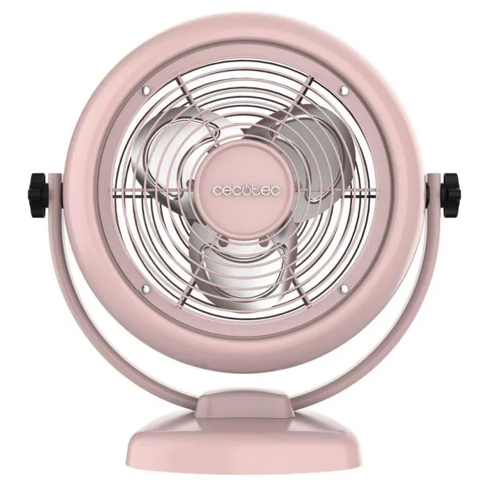 Cecotec Ventilador de Sobremesa EnergySilence 800 RetroDesk Pink. 20W de potencia, 8 Pulgadas, Inclinación ajustable, 3 Aspas aerodinámicas, 2 Velocidades, Robusta y Base Estable
