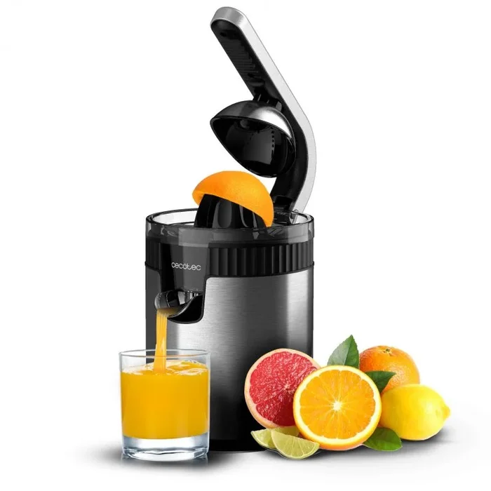 Cecotec Xqueeze RetroJuice 600 Steel Licuadora centrífuga 600 W Negro, Metálico