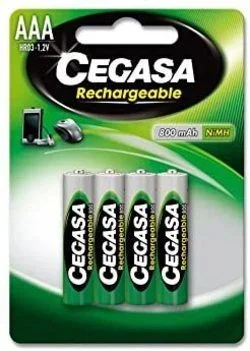 CEGASA Rechargeable – Pack 4 Pilas HR03 800 mAh, Color Verde