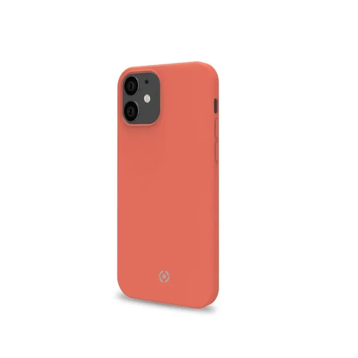 Celly Funda Naranja para iPhone 12 Mini, Carcasa Protectora de Tacto Suave y Silicona TPU, Antideslizante Antigolpes y Antiarañazos