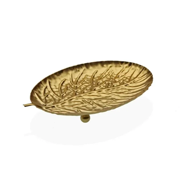 Centro de mesa versa dorado hoja 12 x 1,5 x 19 cm