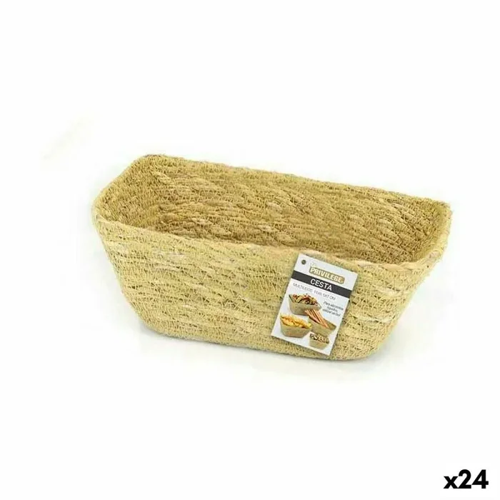 Cesta multiusos privilege hierba marina rectangular 11 x 6,5 x 7 cm (24 unidades)