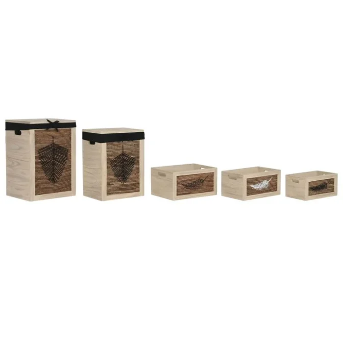 Cesto para la ropa sucia home esprit negro natural madera 40 x 30 x 56 cm 5 piezas