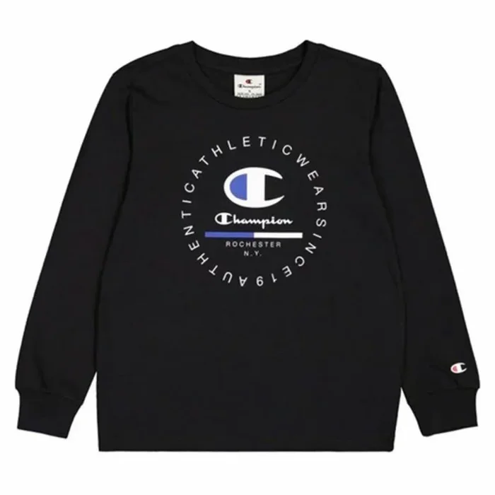 Champion Legacy Graphic Shop B (306843) -Crewneck Camiseta de Manga Larga, Negro (KK001), 9-10 años para Niños