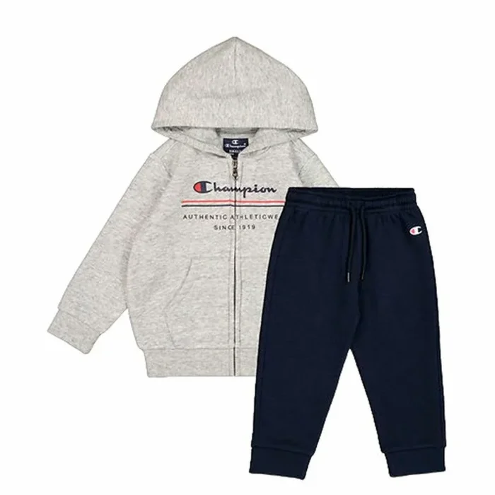 Champion Legacy Graphic Shop TD (306846) -Ultra-Light Soft Compact Powerblend Fleece Hooded Traje, Gris (EM021), 12 Meses para Bebés