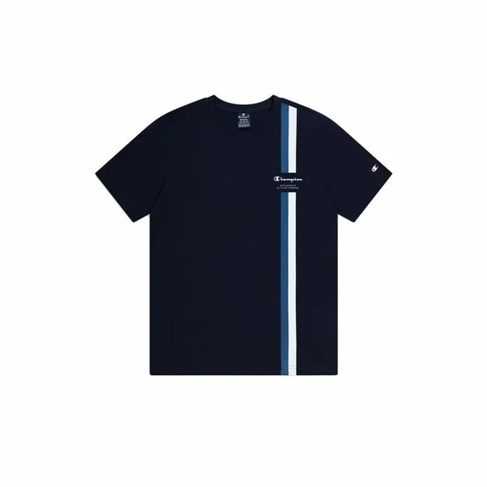 Champion Legacy Graphic Shop-Vertical Print S/S Crewneck Camiseta, Negro, M para Hombre