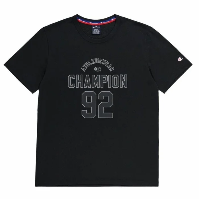 Champion Legacy Modern Basket At The Gym-Graphic Micromesh S/S Crewneck Camiseta, Negro, M para Hombre