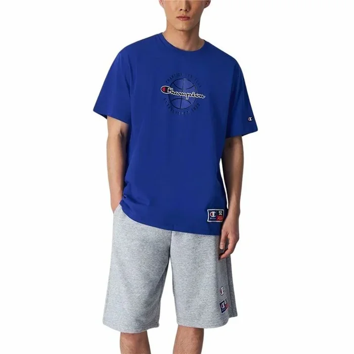 Champion Legacy Modern Basket-S/S Crewneck Camiseta, Azul Elettrico, S Hombres