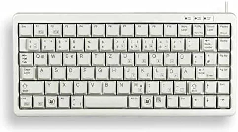 Cherry Compact keyboard G84-4100 – Teclado, black, GB, Wired, USB, PS/2, Light grey, 282 x 132 x 27 mm, 400 g, CE, VDE/ÜG (EN60950), cURus, FCC DoC Cl. B, VCCI Cl. 2, BSMI, C-Tick (Español) (QWERTZ) importado de Alemania