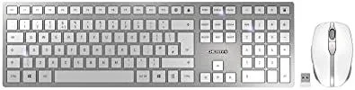 CHERRY DW 9100 SLIM, Pack de Teclado y Ratón Inalámbricos, Teclado Inglés UK (QWERTY), Bluetooth y Radiofrecuencia 2,4 GHz, Teclas Silenciosas, Diseño Plano, Recargable, Blanco/Plateado