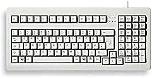 CHERRY G80-1800, Teclado Mecánico Compacto para Usos Industriales, Distribución Alemana (QWERTZ), Con Cable (USB & PS/2), Interruptores MX BLACK, Gris Claro