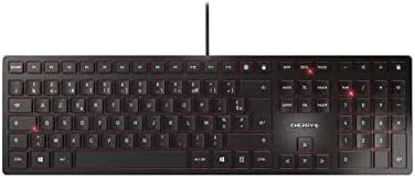 CHERRY KC 6000 SLIM, Distribución de Teclado Francés (AZERTY), Diseño Ultraplano, con Cable (USB-A), Teclas Silenciosas, Rotulación Duradera, Negro