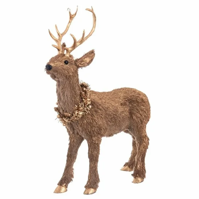 Ciervo Navidad de Tela y Pelo Dorado de 45x35x12 cm – LOLAhome