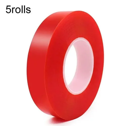Cinta Adhesiva Doble Cara de Poliéster Acrílico PET 0,2mm Grosor 5 Rollos 10 m x 20mm Ancho