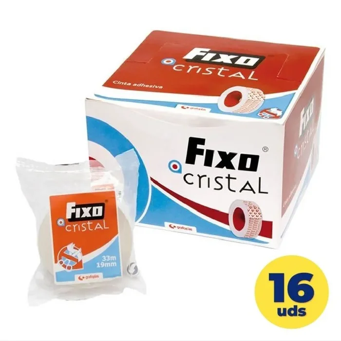 Cinta adhesiva transparente grafoplás fixo cristal/ 1.9cm x 33m/ 1 caja de 16 unidades
