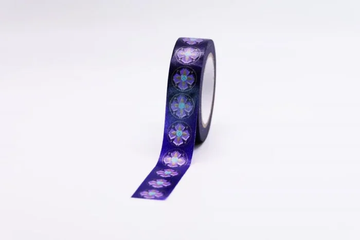 Cinta funtape masking tape deco azul marino con flores