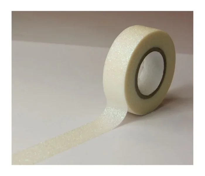 Cinta funtape masking tape deco purpurina blanco