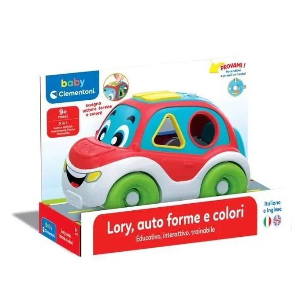 Clementoni – Coches de Colores 3 en 1 – Juego de Entrenar, Centro de Actividades educativas parlantes e inserción de Formas, máquina remolcable, niños a Partir de 9 Meses, Italiano, 17774