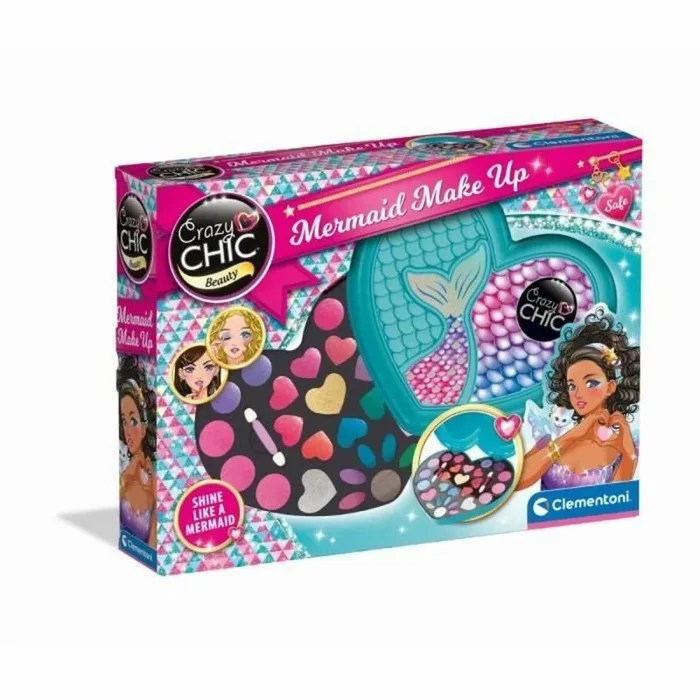 Clementoni – Crazy Chic Maquillaje De Sirena – Estuche Superglamuroso, Paleta De Colores, Blush Moda Lápiz Labial Sombras De Ojos, Maquillaje Infantil Reina De Los Mares, Juego Niñas 6-8 Años, 18781