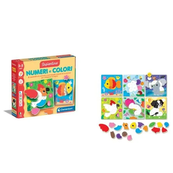 Clementoni Sapientino – Lógica con números y colores, juego educativo para niños de 3 a 5 años con rompecabezas de encastre para reconocer cifras y colores, fabricado en Italia, idioma italiano, 16871