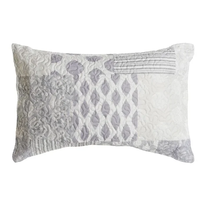 Cojín dkd home decor beige gris poliéster patchwork 60 x 10 x 40 cm