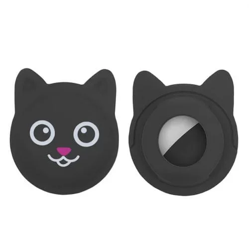 Collar para Mascotas Hanhan Smiley Dibujos Animados Anti-Perdió Tracker Funda Silicone para AirTag (Negro)