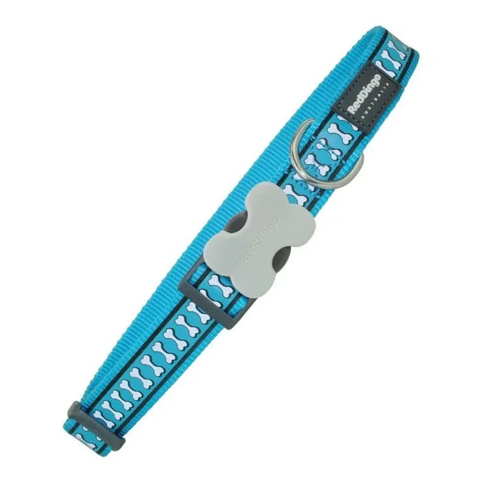 Collar para perro red dingo reflectante huesos turquesa (2 x 31-47 cm)