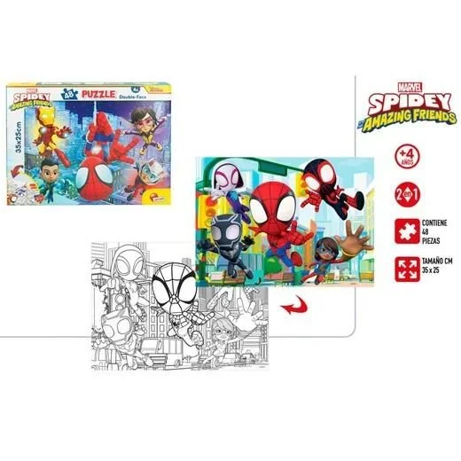 Colorbaby puzzle spydey doble cara m-plus 35x25cm 24/48piezas 2/s +4 años surtidos