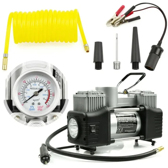 Compresor de aire para automóvil Geko 12V 250W, inflado rápido y eficiente para neumáticos, compacto y fácil de usar, ideal para uso doméstico y en carretera