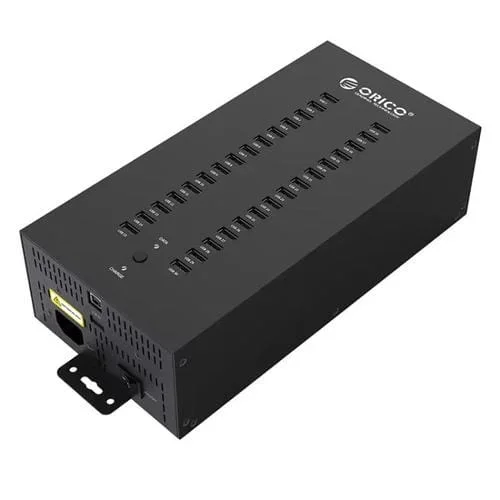 Concentrador USB 2.0 Orico IH30P de Grado Industrial de 30 Puertos con Enchufe Británico (Negro)