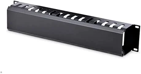 Conducto Horizontal 2U con Tapa para la Gestión de Cables en Rack de Servidores – Panel de Conductos para Cables en Rack de Redes de 19″ – Canaleta con Ranuras para Cables