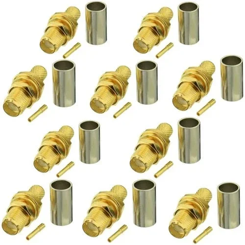 Conector Hembra SMA Engarzado para RG58 LMR195 RG142 RG400 10 Uds.