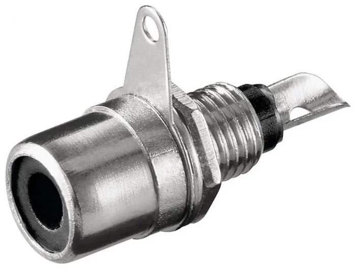Conector RCA Hembra Para Chasis Con Tuerca Negro