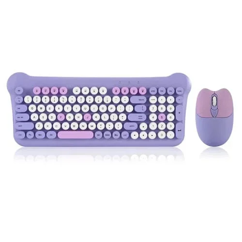 Conjunto de Mouse y Teclado Inalámbrico Portátil Qw05 2.4G (Púrpura)