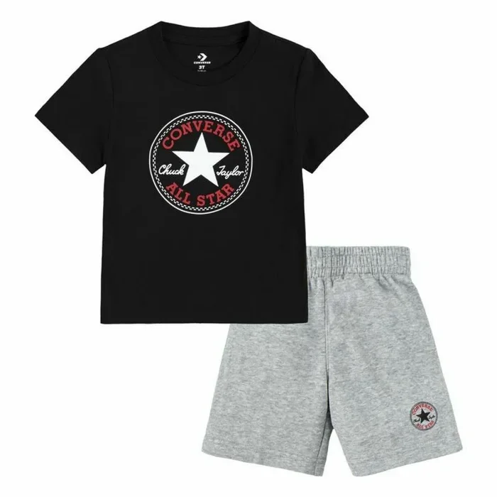 Conjunto Deportivo para Niños Converse Core Tee Ft Short Negro Gris Bebés 12 Meses