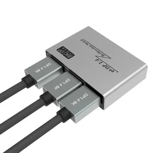 Conmutador Bidireccional DP 8K 60Hz 1.4V 2 En 1 Salida (Gris)