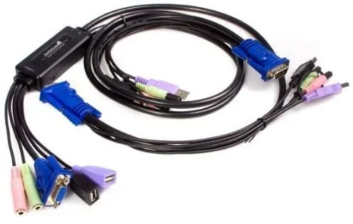 Conmutador Switch KVM de Cable – 2 puertos Vídeo VGA – Audio y USB – 2048×1536