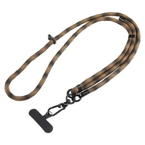 Cordón Antipérdida Ajustable para Teléfono Móvil Cruzado 7mm con Clip (Marrón Negro)