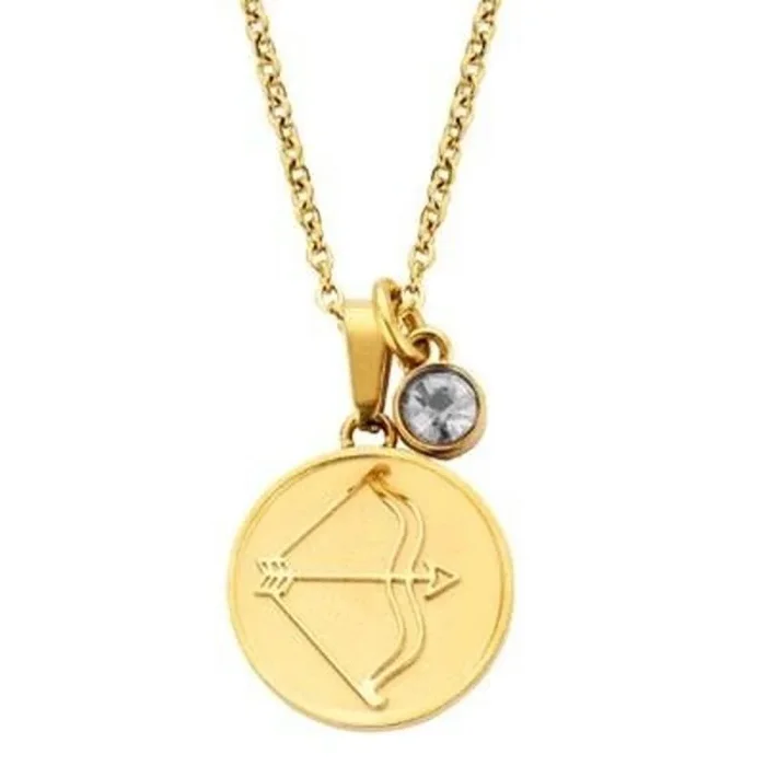 Cordón CO88 con zodiaco Sagittarius y piedra cz IPG.