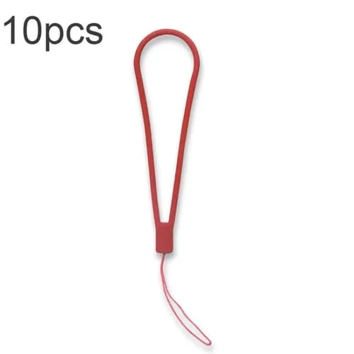 Cordón de Silicona para Teléfono Celular con Patrón Tejido Cuerda de Mano Antipérdida (Rojo Té) 10 piezas