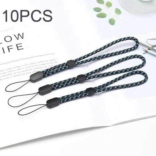 Cordón de Teléfono Móvil Ajustable Tipo Corto Cordón de Muñeca Anti-Pérdida (Azul Jacquard) 10 PCs