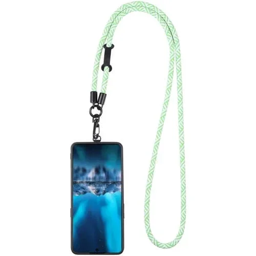 Cordón de Teléfono Universal Ajustable con Clip Desmontable (Verde + Blanco)