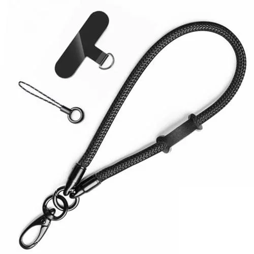 Cordón Trenzado de Nailon para Teléfono Móvil Almohadilla Antipérdida Multifunción (Negro)