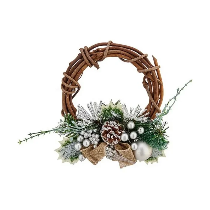 Corona de navidad 20,32 cm 22 x 8 x 22 cm plateado madera verde plástico